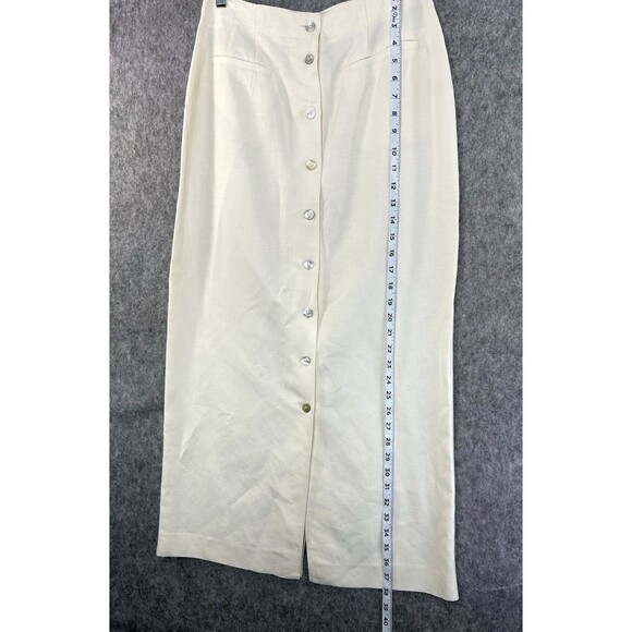 Emma James Liz Claiborne Women's Maxi Skirt Ivory Linen Blend Size 10 Coastal - Picture 5 of 7